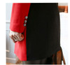 Wonderful Woman Blazer Formal Dress For Work Autumn Double-breasted black and red Patchwork Three Quarter Sleeve Pencil Dresses