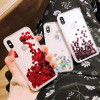 Bling love heart Sequins quicksand Phone Case for iphone X XS 8 7 Plus 6 6S Plus Shining Dynamic liquid glitter Back Cover