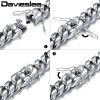 Davieslee Mens Bracelet Chain Miami Curb Cuban 316L Stainless Steel Hip Hop Silver Gold Color 8/12/14mm 9inch LHBM111