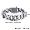 Davieslee Curb Link Bracelet Chain Mens Boys Iced-out Rhinestones Hiphop 316L Stainless Steel Silver Tone 15mm DHB467