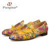 Pierigtar new arrival Italian brand superglamourous same designs luxury flower silk shoes Handmade men loafers men wedding shoes