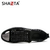 SHANTA Designer Brand Casual Shoes 2019 New Men Slip On Loafers Metal Sign Men Fashion Shoes Patent Leather Flats Shoes For Men