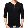 TFETTERS Autumn Casual T Shirt Men Henry Collar Solid Color Slim Fit Long Sleeve T Shirt Cotton Plus Sizes M-5XL Tops&amp;tees