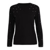 Hirsionsna Pearl Beading Summer T Shirt Women Long Sleeve Brand Solid Color Black Tees Femme Casual O Neck Elegant Top for Women