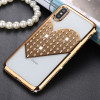 Bling Diamond Plating Rivet Love Heart Phone Cases For iPhone X 8 7 6 6S Plus Case Fashion Electroplating Crystal Soft TPU Cover