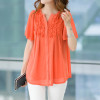 {Guoran} Women's Chiffon Blouses Black Blue Orange Plus Size 4xl female Loose Casual chiffon shirts Ladies Tops fashion 2018