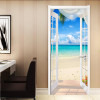 Photo Wallpaper 3D Stereo Window Beach Seaside Landscape Mural PVC Self Adhesive Door Sticker Living Room Bedroom Home Decor 3 D