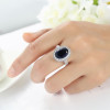 Trendy real solid 925 Sterling Silver Luxury Blue Stone Zircon Love Lady Ring Women's Valentine's Day Gifts for Bague Femme 