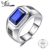 Jewelrypalace Men 4.3ct Luxury Created Blue Sapphires Natural Black Spinesl Anniversary Wedding Ring Genuine 925 Sterling Silver