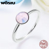 WOSTU 2017 Trendy 925 Sterling Silver October Droplet Birthstone Ring For Women With Pink Crystal Luxury Ring Jewelry XCH7611