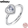 Authentic 925 Sterling Silver Sparkling Love Heart Wedding Ring With Clear CZ For Women Luxury Fine Jewelry