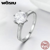 WOSTU 925 Sterling Silver 3 Carat AAAAA Round CZ Finger Ring for Women Luxury Wedding Anniversary Engagement Jewelry Gift DXR342