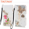 Luxury Bling Wallet Flip case For Samsung Galaxy S7 S6 Edge Plus Note 5 Cover Crystal Rose flower Hand-made Case For Samsung S3 