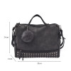 Bolish Vintage Nubuck Leather Female Top-handle Bags Rivet Larger Women Bags Hair Ball Shoulder Bag Motorcycle Messenger Bag