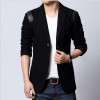 VXO Mens Brand Blazer men's clothing Casual Slim Fit Blazer Leather Patchwork Plus Size Suits Jacket Men Outwear