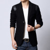 Plus Size M-6XL Spring Autumn Fashion Men's Casual Slim Fit Blazer Leather Patchwork Two Buttons Suits Jacket Men Outwear FS-120