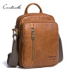CONTACT'S Men's Genuine Cowhide Leather Shoulder Bag Quality Men Messenger Bags Causal Crossbody Handbag For Men Briefcase Bags