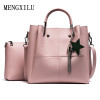 Women 2 pcs/set Handbags Female Tote Bag Tassel Women Solid Shoulder Bags Women Messenger Bag PU Leather Handbag Composite Bag