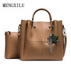 Women 2 pcs/set Handbags Female Tote Bag Tassel Women Solid Shoulder Bags Women Messenger Bag PU Leather Handbag Composite Bag