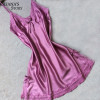 Ladies Sexy Silk Sleepwear Satin Nightgown V-neck Nightdress Slip Nighties Summer Night Dress Lace Night Gown Lingerie For Women