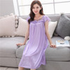 Sexy V-neck Silk Nightgown Plus Size L-4XL Women's Fashion Lace Sleepwear Breathable Short Sleeve Sleepshirts 