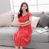 Sexy V-neck Silk Nightgown Plus Size L-4XL Women's Fashion Lace Sleepwear Breathable Short Sleeve Sleepshirts 