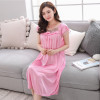 Sexy V-neck Silk Nightgown Plus Size L-4XL Women's Fashion Lace Sleepwear Breathable Short Sleeve Sleepshirts 