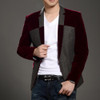 Mens new fashion formal jacket and blazer spring autumn winter coat slim fit melton red black blue male blaser 