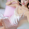Jeseca New Sexy Silk Satin Sling Lace Sleepwear V-neck Solid Loose Plus Size Sleepshirts Mini Summer Autumn Home Wear Nightgowns