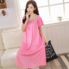 Hot 2018 Women's fashion Cozy Large size sleepwear Breathable Short sleeve Nightgowns Sexy V-neck Silk Nightgown 