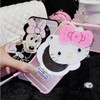 For Samsung Galaxy S8 Plus S6 S7 edge S9 S9 plus Phone Case Lovely Hello Kitty Mickey Mouse With Mirror PC + TPU Back Cover 