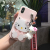 For iphone X /8 plus kitty Case for iphone 7 plus Cartoon HelloKitty mirror Soft Phone Case For iphone 6 6s plus toy stand Strap