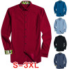 Autumn New Men's Long-Sleeved Shirt Corduroy Casual Dress Shirt Fashion Stitching Brand Solid Slim Fit Male Clothes 2018 XXXL