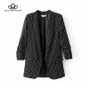 Bella Philosophy 2018 women casual new black folded sleeve office ladies blazer business jacket polka dot print female jacket 