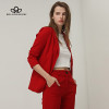 Bella Philosohy 2018 Spring Fashion Red Blazer Women OL Puff Sleeve Workwear Blazer Coat No Button Three Quarter Ladies Outwears