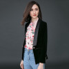 New arrival 2018 spring summer fashion women one button blazer patchwork stain collar slim black blazers outerwear