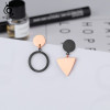 ORSA JEWELS Stainless Steel Women Stud Earrings Unique Triangle&amp;Round Shape Rose Gold Mix Black Color Earring Jewelry JTE170