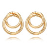 Crazy Feng Trendy Statement Earring Jewelry For Women Fashion Gold/Silver Color Double Round Circle Stud Earrings Wedding Brinco