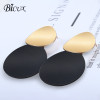 BICUX Unique Black Stud Earrings Trendy Two Smooth Gold Color Round Metal Statement Earrings for Women 2018 New Fashion Jewelry