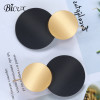 BICUX Unique Black Stud Earrings Trendy Two Smooth Gold Color Round Metal Statement Earrings for Women 2018 New Fashion Jewelry