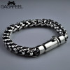 GAGAFEEL S925 Thai Silver Dragon Scale Pin Bracelet Men's Coarse Chain Handmade Vintage Fashion Personality Domineering Bracelet