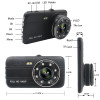E-ACE Car Dvr 4.0 Inch Dash Camera With Rear View Camera Full HD 1080P Dual Lens Video Recorder Auto Registrars Vehicle Dashcam 