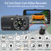 E-ACE Car Dvr 4.0 Inch Dash Camera With Rear View Camera Full HD 1080P Dual Lens Video Recorder Auto Registrars Vehicle Dashcam 