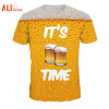 Alisister Beer Print T Shirt It's Time Letter Women Men Funny Novelty T-shirt Short Sleeve Tops Unisex Outfit Clothing Dropship
