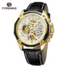 Forsining Men Watch Fashion Genuine Leather Strap Skeleton Transparent Crystal Analog Original Wrist Watch FSG8130M3