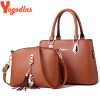 Yogodlns New Luxury Women Bag 2 Pieces Set solid bag Fashion handbag Shoulder Messenger bag PU Leather Composite Bag Women