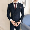 Suit suit Korean version of the self-dressing casual wear trend fashion business casual lattice double-breasted men's suit