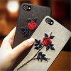 QINUO Rose Embroidery Phone Case For iPhone X XR XS MAX Floral Patterned Flower Cover For iPhone 6 6S Plus 7 8 Plus Leaves Cases