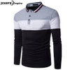 Men Patchwork Polo Shirt Long Sleeve Contrast Color Men's Casual Polo camisa masculina polo shirt men