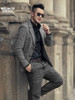 Winter men new earth color woolen plaid slim leisure suit metrosexual man casual European style brand fashion suit jacket F196-2